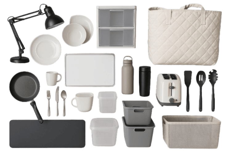 Dorm essentials and branded items